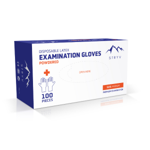 Latex examination gloves for healthcare and clinical PPE use